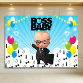 Layoris Boss Baby Cartoon Balloons Birthday Backdrop